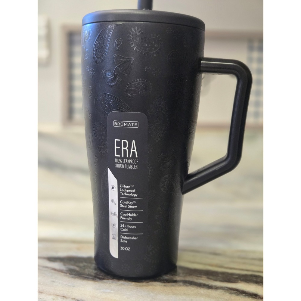 Brumate Era 30oz Leakproof Straw Tumbler Matte Black Phantom Paisley Limited NIB